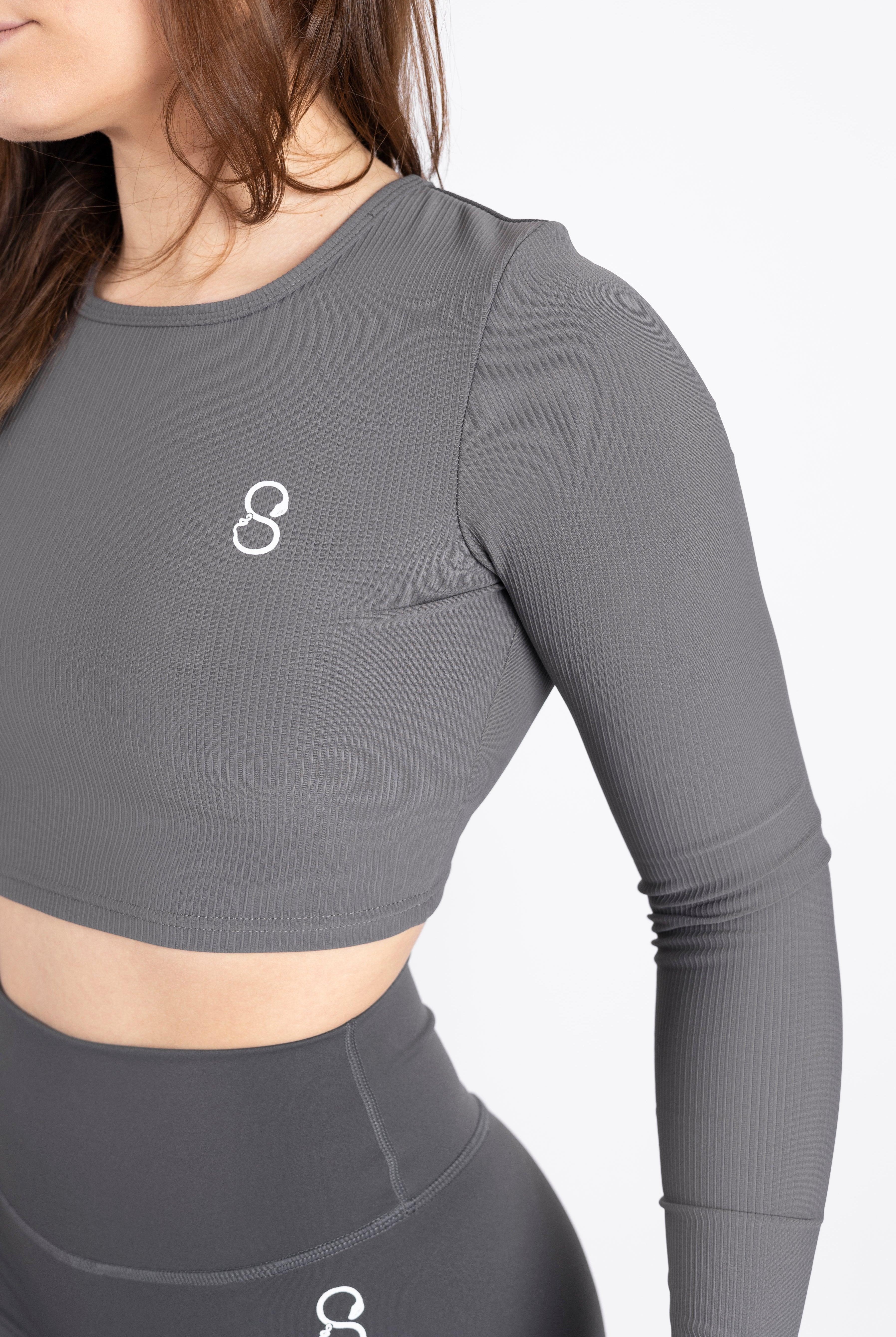 Scale Crop Top Long Sleeve Gris - Styxgym