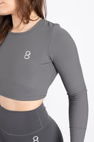 Scale Crop Top Long Sleeve Gris - Styxgym